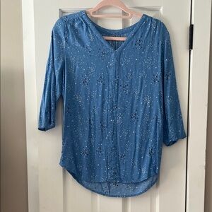 Kohl's Blue Patterned Blouse